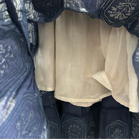 Agua Bendita Herbarium navy flared mini dress SZ S - Picture 5 of 9